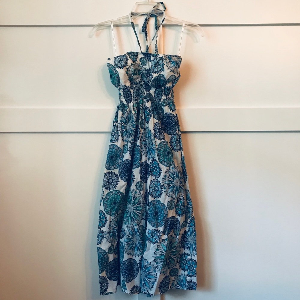 Blue Halter or Strapless Dress